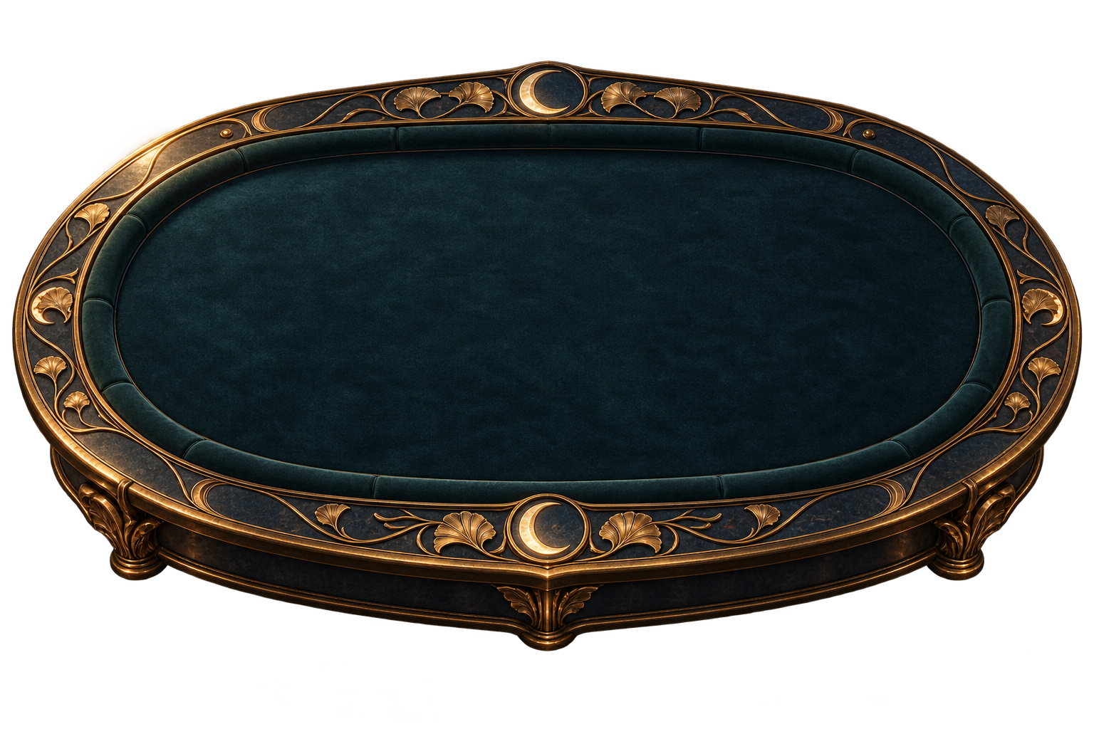 Jade velvet dice table with engraved bronze trim